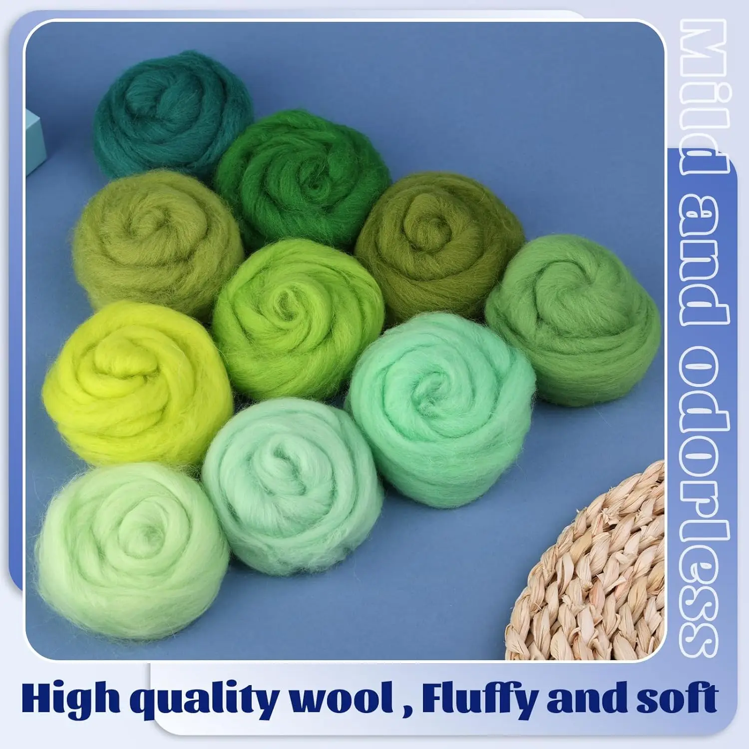 10 Colors Wool Roving- 10-grams Each Colors- for Spinning/ Needle Felting - Image 3