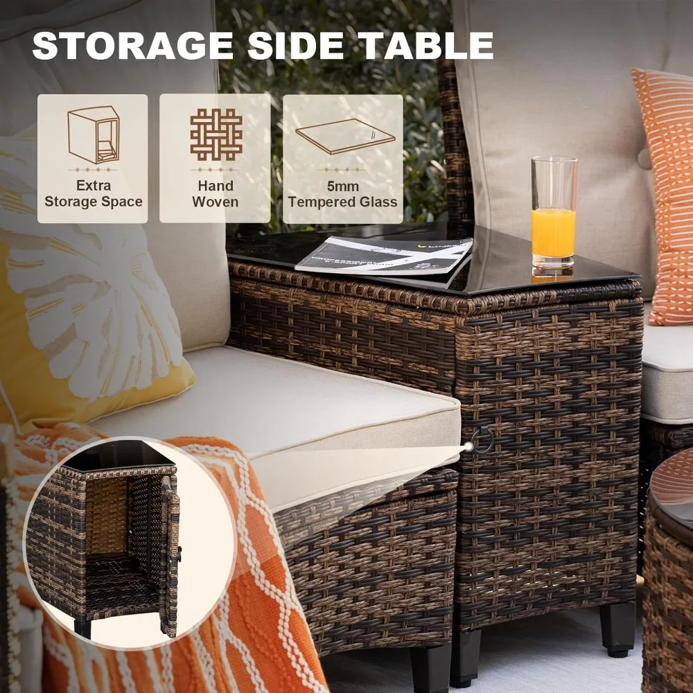 9-Piece Patio Furniture Set- Half-Moon Curved Sectional Sofa- Coffee Table- For Winter Add a Fire Pit! - Image 4