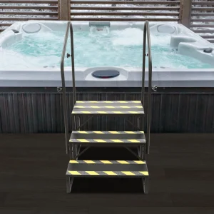 3-Step Ladder- RV Steps with Handrail- Pool Ladder- Heavy-Duty Safety Steps- Stairs Steps for Home, RV, Camper, Hot Tub, etc.