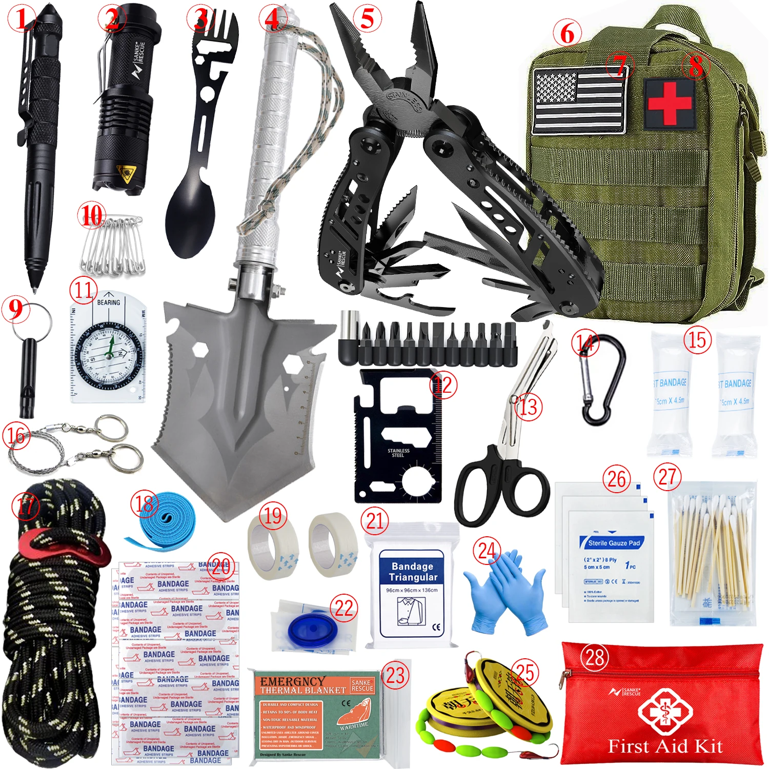 Full Set Survival First Aid Kit- Molle Outdoor Emergency Kit- Camping, Hiking, Home, Car, or Truck- Trauma Bag - Image 10