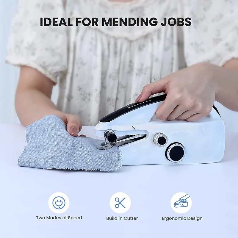 Plastic Handheld Mending Machine- 2-Speed Single Thread Stitching- Electric Mini Sewing Machine - Image 2