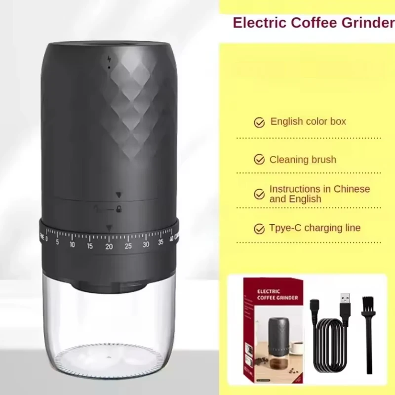 Electric Coffee Bean Grinder- USB Type-C Charging- Professional, Adjustable Grinder- Grinding for Kitchen and Office - Image 9