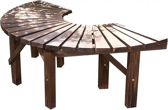 Wrap-Around Tree Bench- Curved Wooden Seat- Semicircular Design for Gardens, Patios, Backyards, and Lawns - Image 7