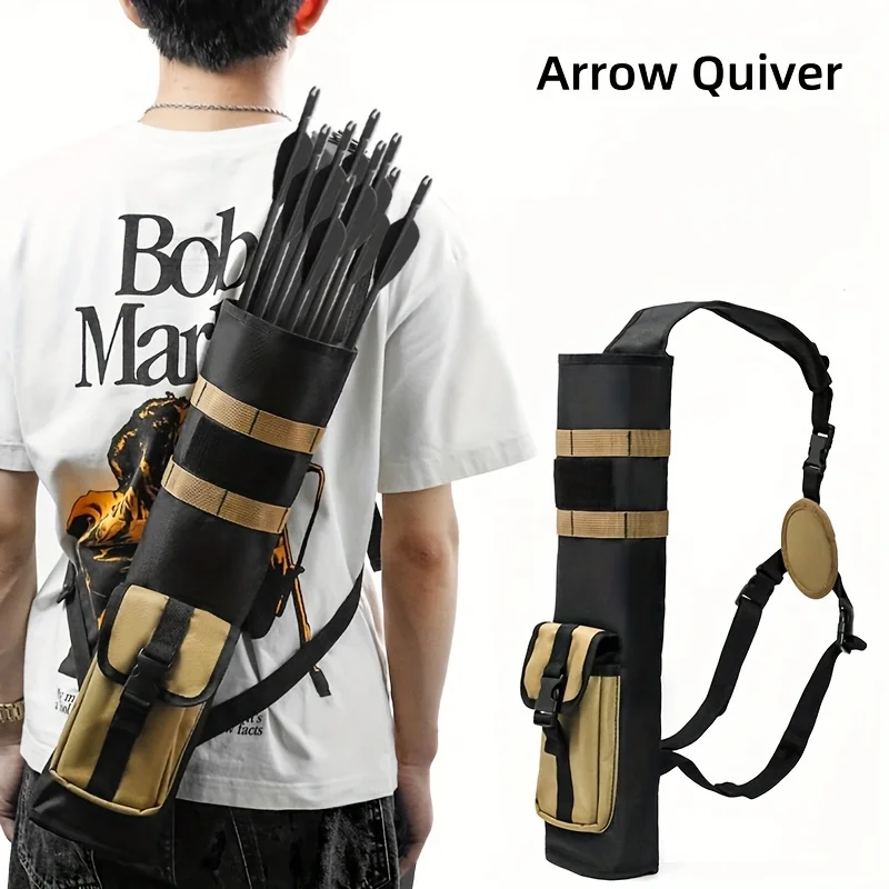 Archery Lightweight Back Arrow Quiver- Dual Use- Foldable, Compact- Hip Arrows Bag with Molle System