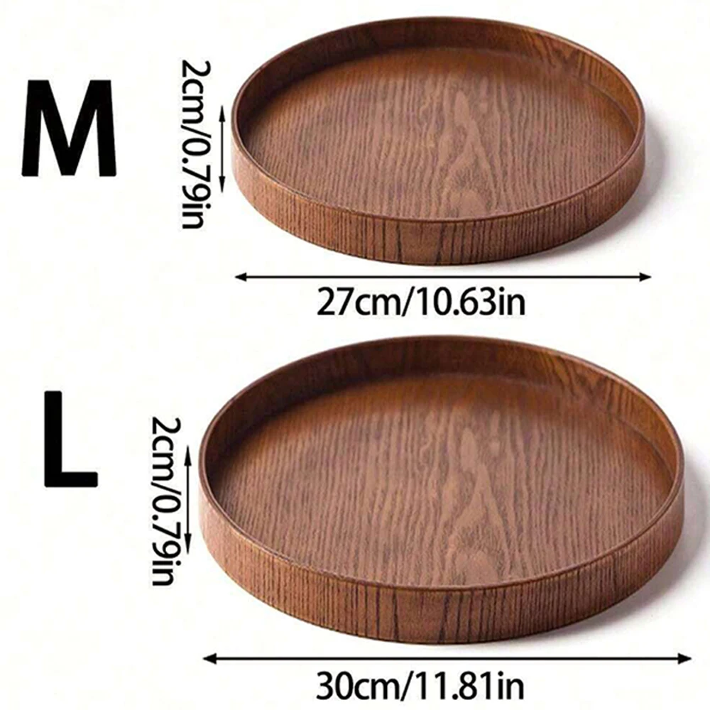 Round Wooden Serving Tray- 21/27/30 cm Wood Platter- Decorative Serving Tray - Image 8