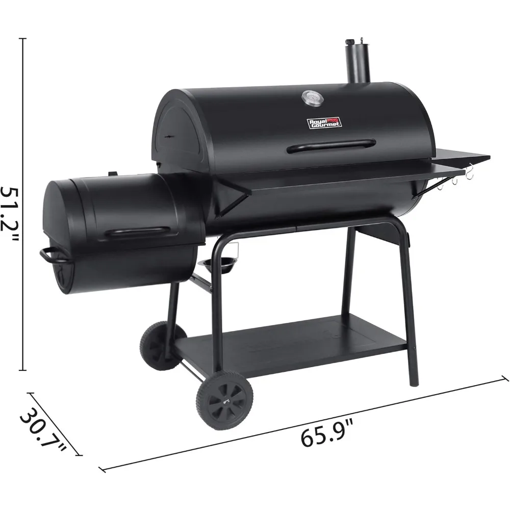 Royal Gourmet Charcoal Grill and Offset Smoker- BBQ Grill with 1200 Sq. In. Cooking Area for Large, Even Cooking - Image 6