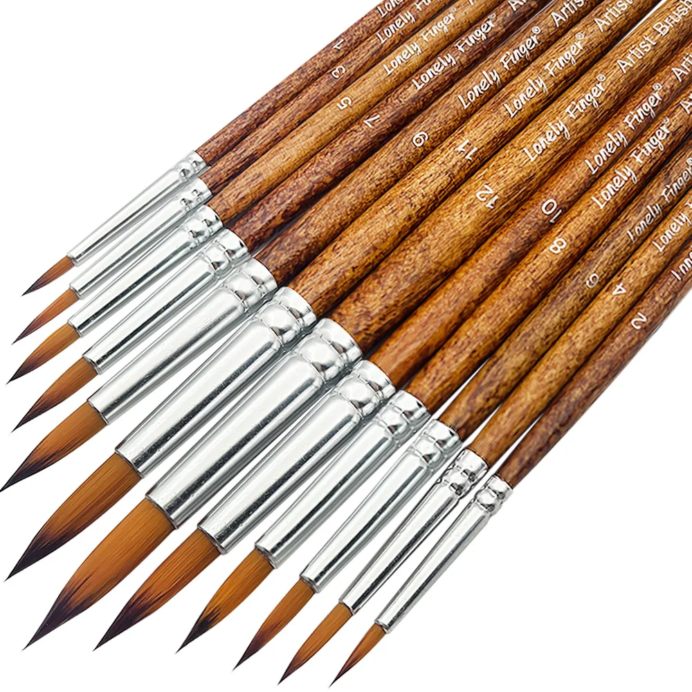 12-pcs Professional Round Artist Paint Brush Set- Soft Synthetic Nylon Hair- Pointed Tip- Acrylic and Watercolor - Image 7