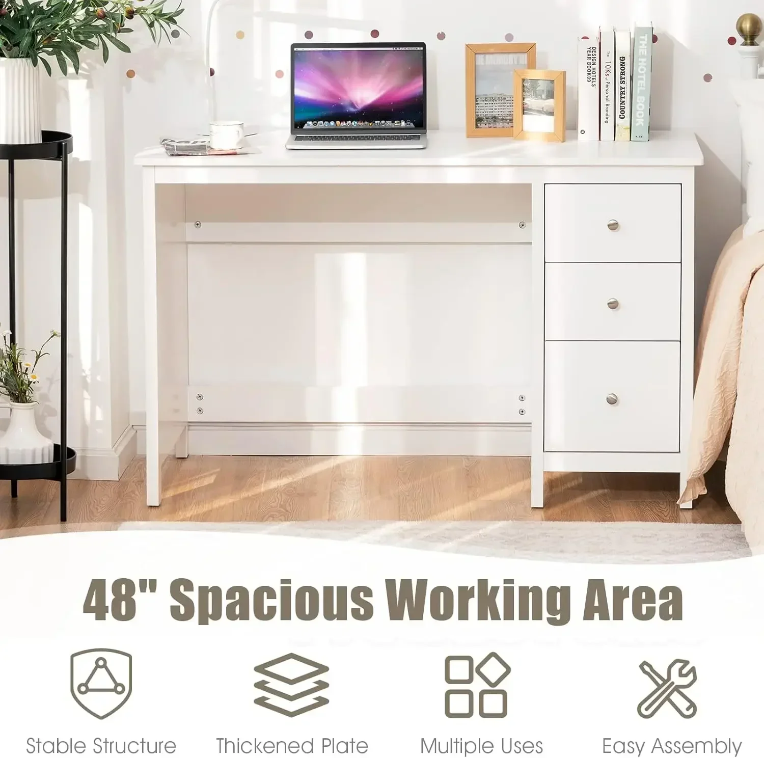 White Desk with Drawers- Home Office Computer Desk- Writing, Study, etc. - Image 6