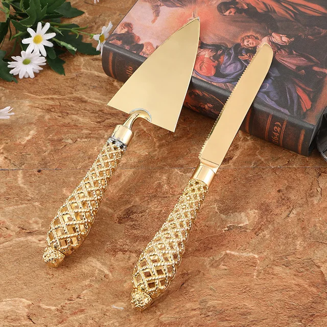 Wedding/Home Cake Knife And Server Set- 2-PCS Gold Cake Cutting Utensils- Engraved Cake Cutter and Serving Spatula for Wedding Party- 10 Styles - Image 13