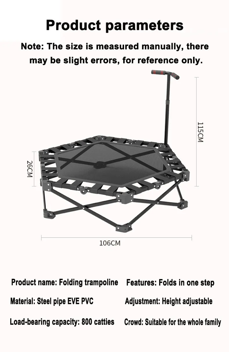 Small Exercise Trampoline- Indoor Trampoline for Cardio Training-
Small Exercise Trampoline- Quickly Opens and Closes for Easy Storage- Great for Cardio Training - Image 6