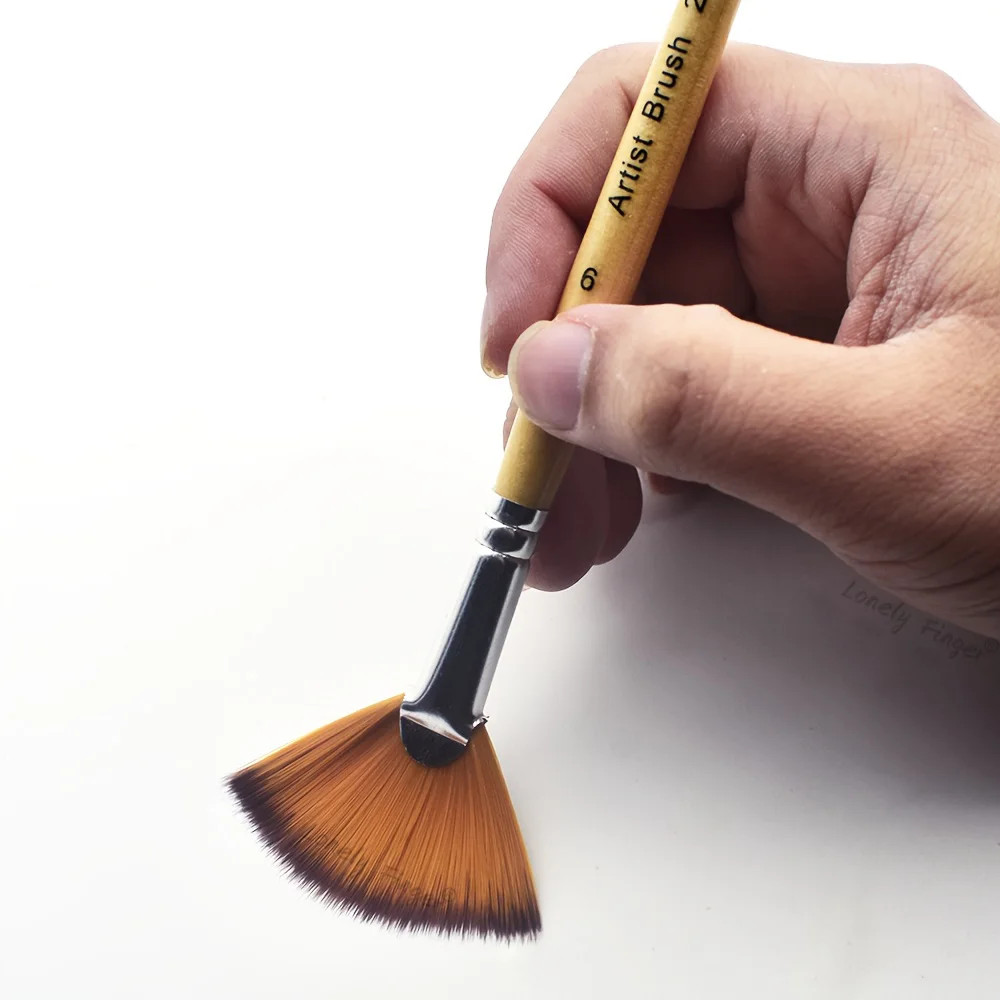 5/10-pcs Fan Paint Brush Set- Soft Nylon Bristles- Wooden Handles- for Acrylic, Watercolor, Oil & Gouache Painting - Image 4