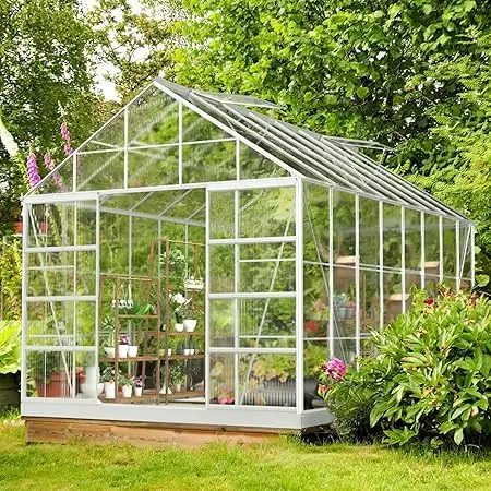10'x 16' Aluminum and Polycarbonate Greenhouse- Adjustable Roof Vent- Sliding Door - Image 7