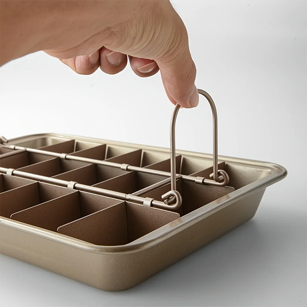 2-pc Brownie/ Cake Baking Pan- Non-Stick Carbon Steel- 31*20*4cm- Square Divided Grid Brownie Pan - Image 5