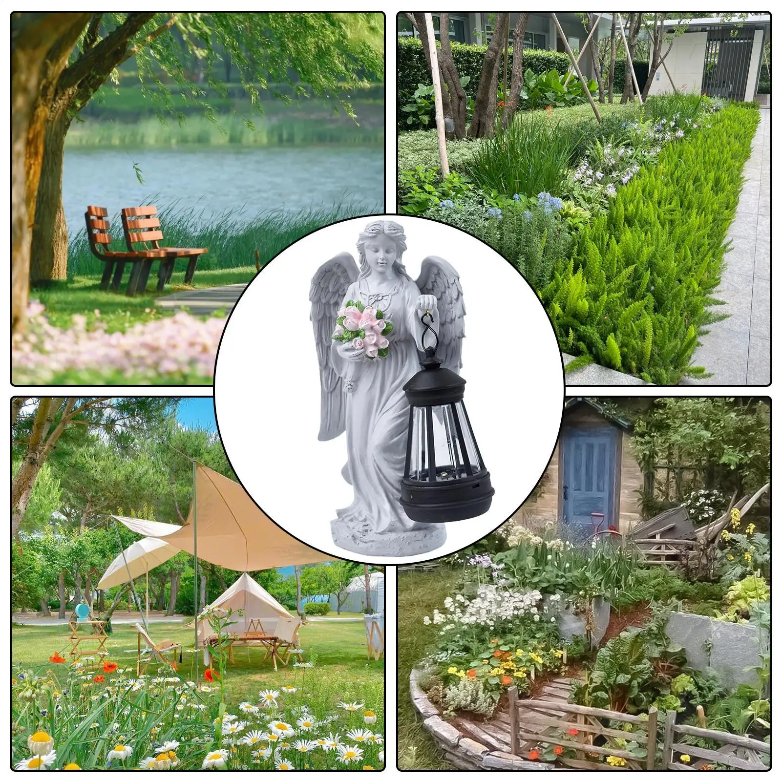 Angel Sculpture- Decorative Resin Statue- Solar Lantern For Patio, Yard, Backyard, or Garden - Image 6