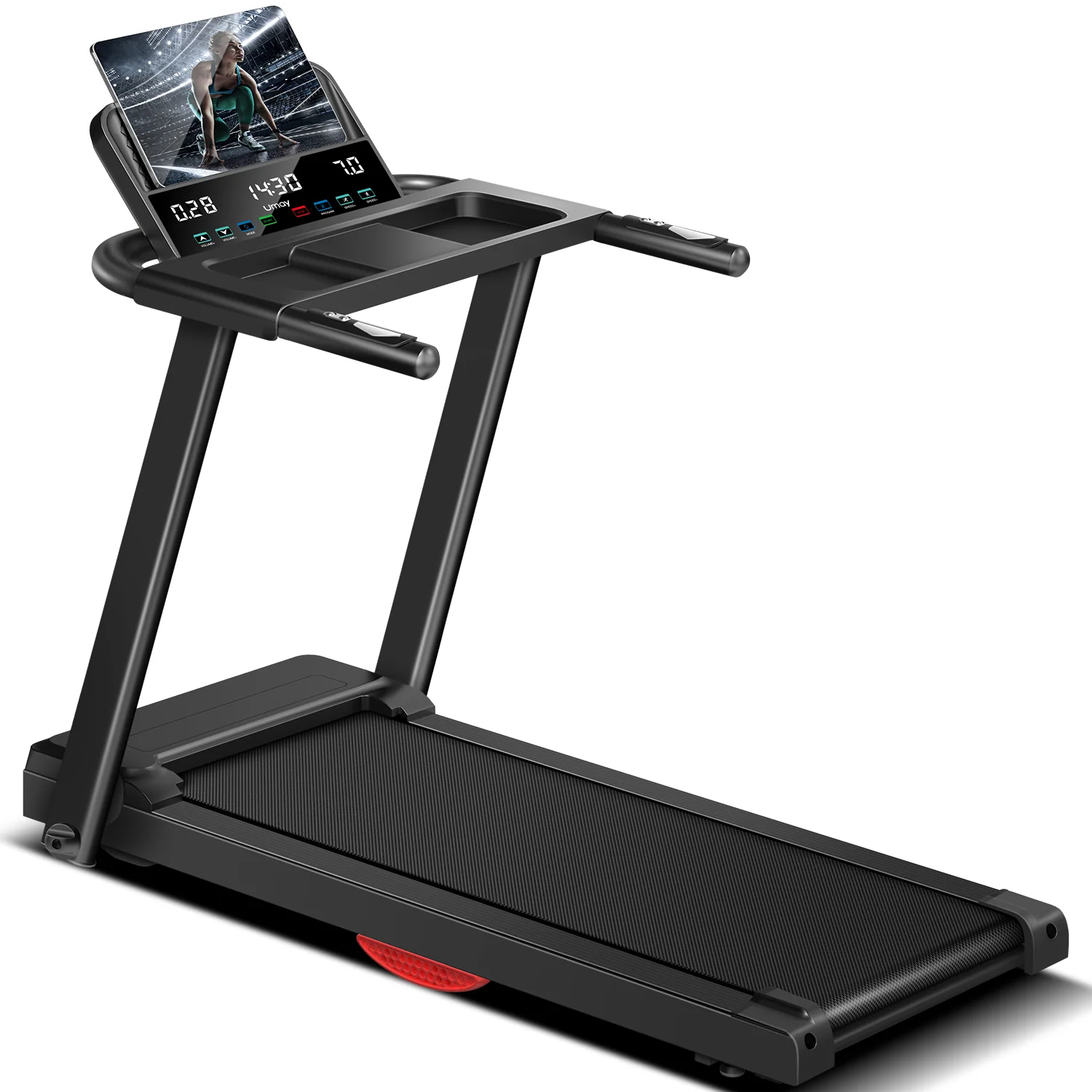 3.0 HP Brushless, Foldable Home Treadmill- 300 LB Capacity- HR Monitor and Dual Shock Absorption- Cup/Phone Holder- Quiet Design - Image 2