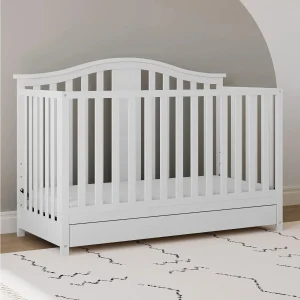 White 4-in-1 Convertible Crib and Drawer Combo- Newborn to Toddler to Full Size Bed - Eco-Friendly Nursery Solution