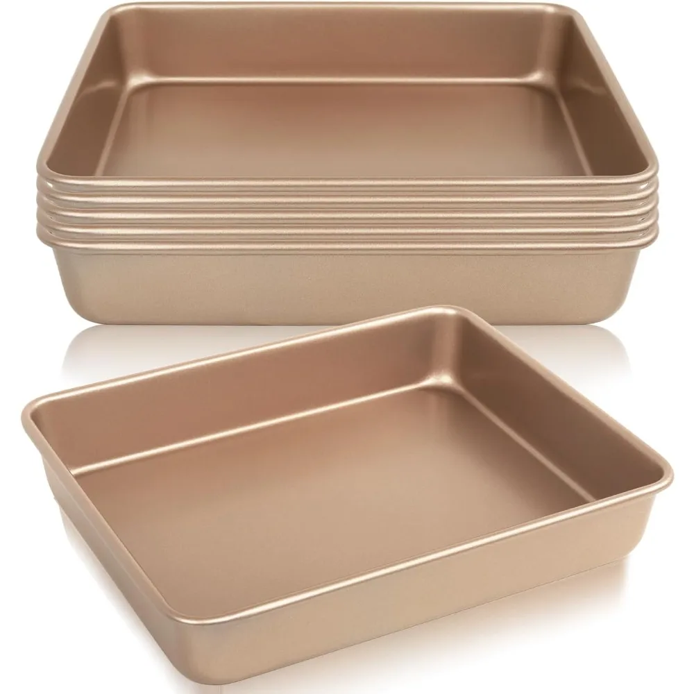 Set of 6 Non-stick Baking Pans, 11-Inch Rectangle Pans, Perfect for Cakes, Bread, Brownies, etc.