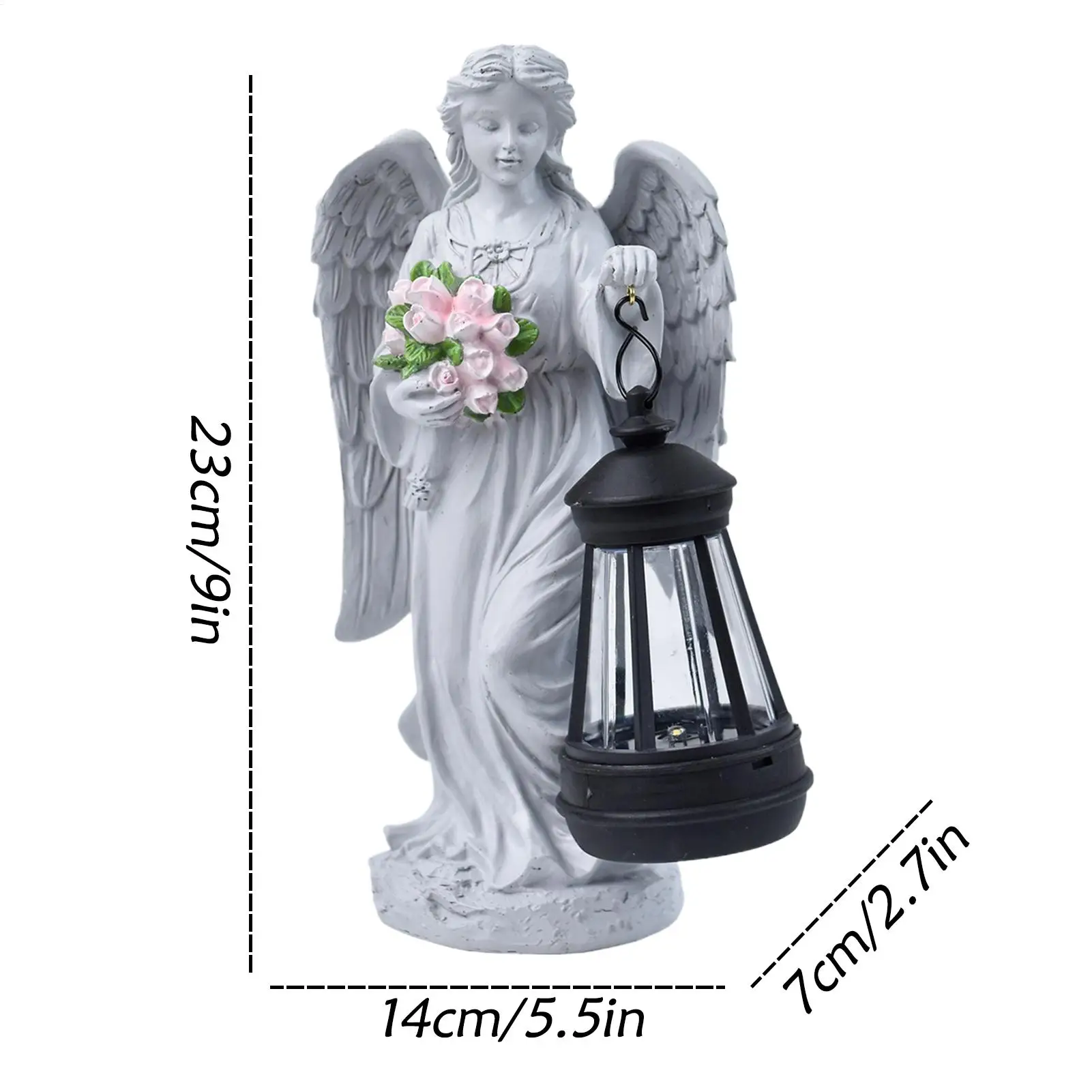 Angel Sculpture- Decorative Resin Statue- Solar Lantern For Patio, Yard, Backyard, or Garden - Image 7