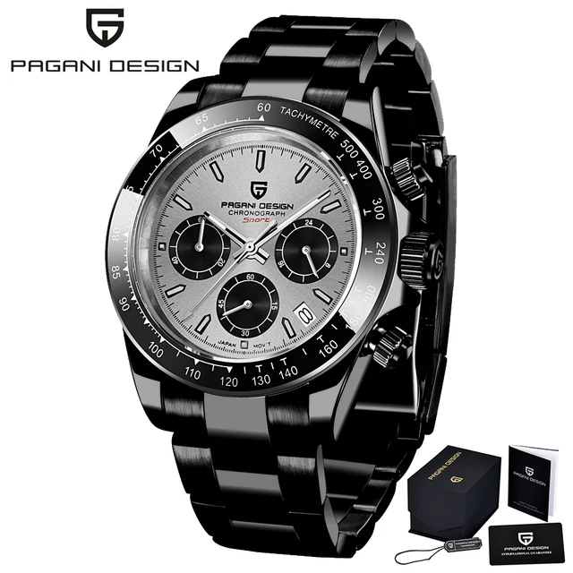 40mm V2 Men's Quartz Watch- Sapphire Retro Chronograph- Stainless Steel Waterproof Watch- 14 Variations - Image 14