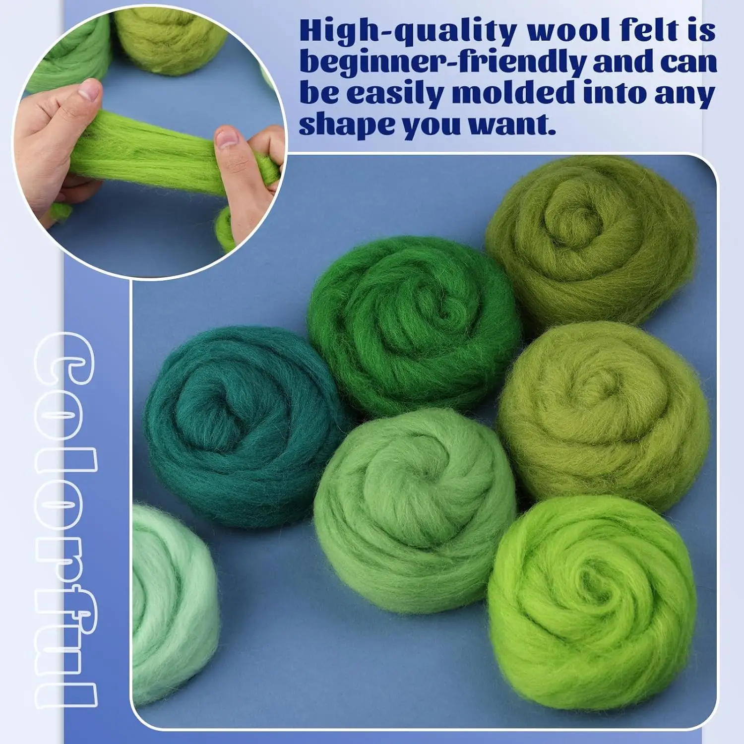 10 Colors Wool Roving- 10-grams Each Colors- for Spinning/ Needle Felting - Image 4