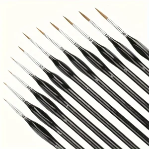 11-pcs Precision Paint Brush Set for Fine Detail - Durable Miniature Brushes with Micro Tips