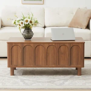 Lift-Top Coffee Table with Arched Finish- Hidden Storage- 3 Finishes