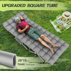XXL Camping Bed/Camping Cots For Adults- Portable & Foldable- 4" Cozy Mattress- Easy-to-Carry Outdoor Daybed- Forest Green