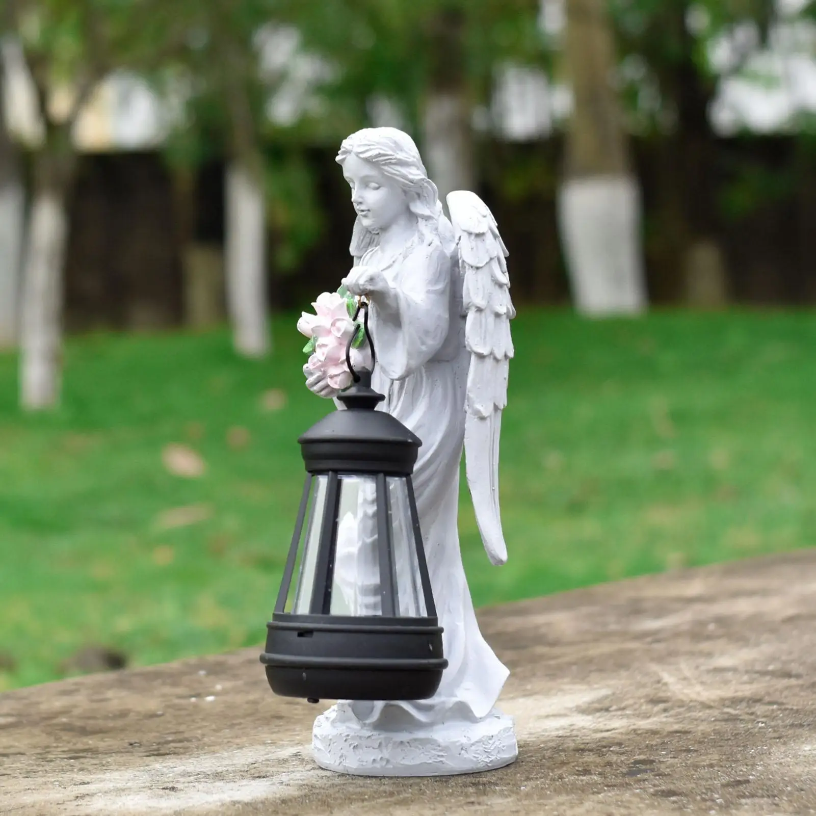 Angel Sculpture- Decorative Resin Statue- Solar Lantern For Patio, Yard, Backyard, or Garden - Image 2