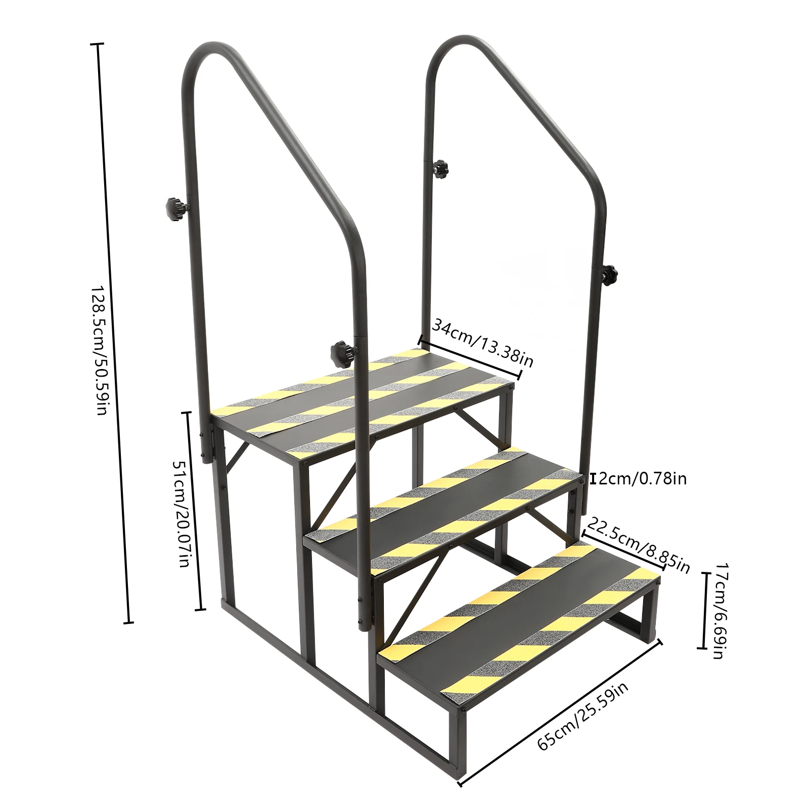 3-Step Ladder- RV Steps with Handrail- Pool Ladder- Heavy-Duty Safety Steps- Stairs Steps for Home, RV, Camper, Hot Tub, etc. - Image 6