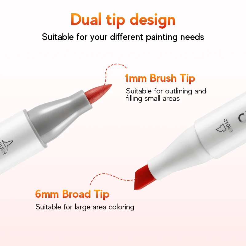 Professional Art Marker Set- Alcohol Markers- Dual Tip(Brush Tip+Broad Tip) for Coloring, Painting - Image 3