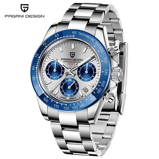 40mm V2 Men's Quartz Watch- Sapphire Retro Chronograph- Stainless Steel Waterproof Watch- 14 Variations - Image 7