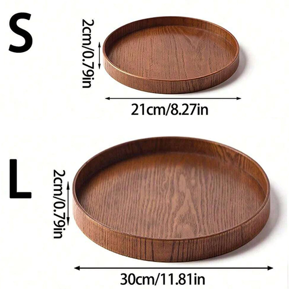 Round Wooden Serving Tray- 21/27/30 cm Wood Platter- Decorative Serving Tray - Image 9