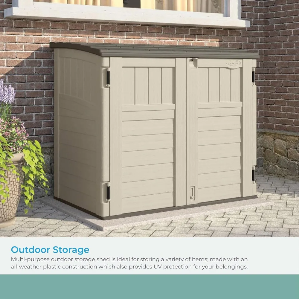 34 Cu Ft Capacity Horizontal Outdoor Storage Shed- Garbage Cans- Garden Accessories- Backyard, and Patio Use- Rodent Proof, Waterproof- Rot Proof - Image 3