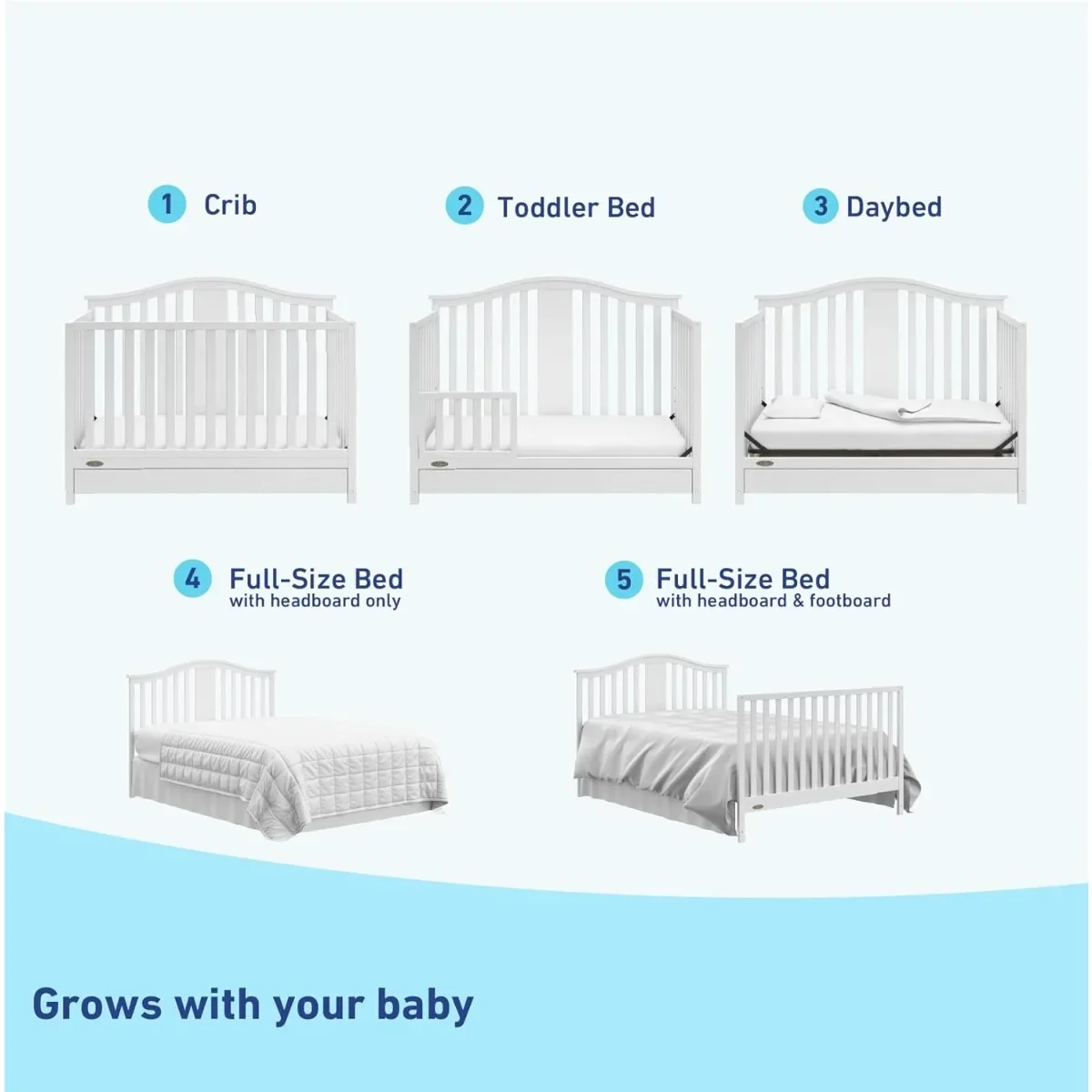 White 4-in-1 Convertible Crib and Drawer Combo- Newborn to Toddler to Full Size Bed - Eco-Friendly Nursery Solution - Image 6