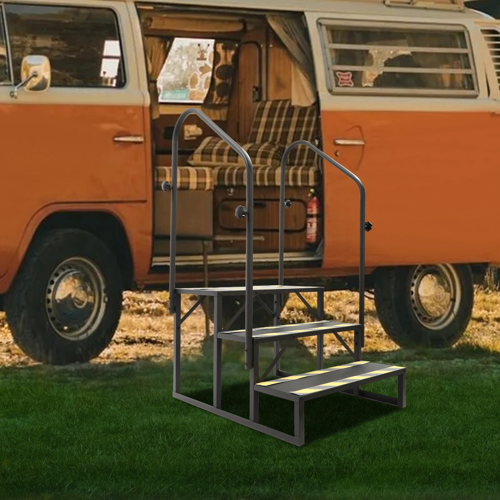 3-Step Ladder- RV Steps with Handrail- Pool Ladder- Heavy-Duty Safety Steps- Stairs Steps for Home, RV, Camper, Hot Tub, etc. - Image 5