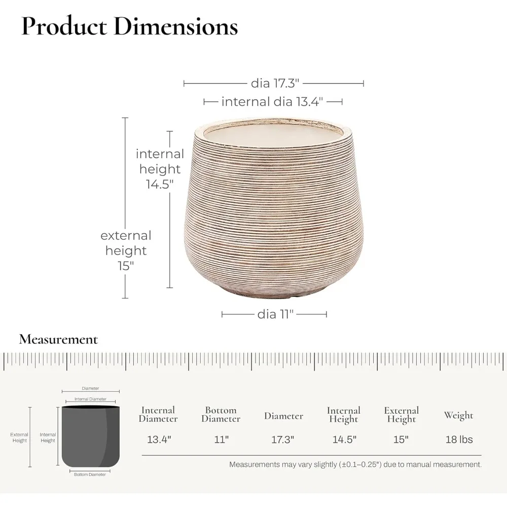 Large Planters for Indoor/Outdoor Plants- Drainage Holes- Concrete Distressed Plant Pots - Image 3