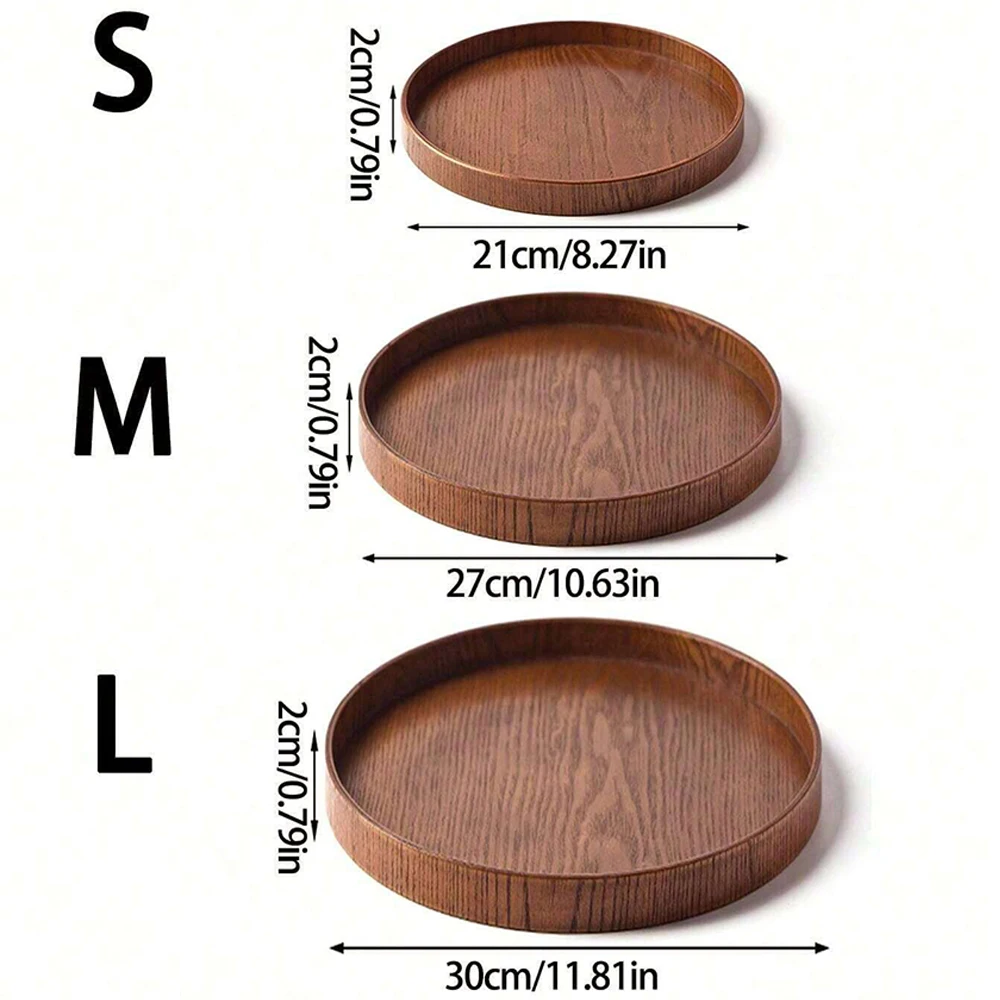 Round Wooden Serving Tray- 21/27/30 cm Wood Platter- Decorative Serving Tray - Image 7