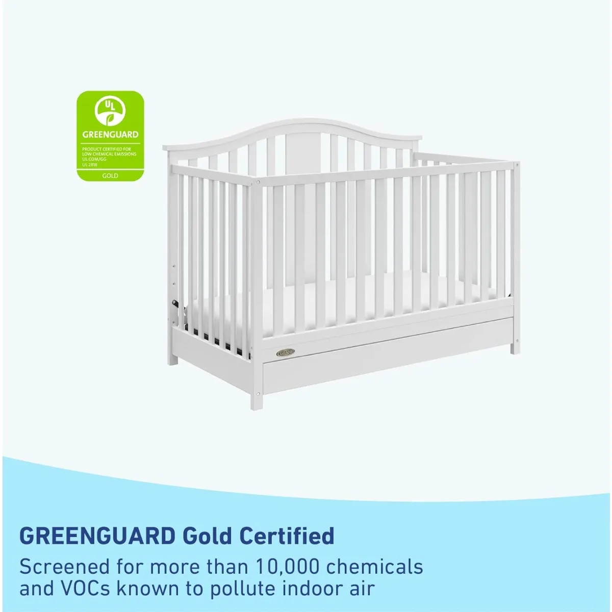 White 4-in-1 Convertible Crib and Drawer Combo- Newborn to Toddler to Full Size Bed - Eco-Friendly Nursery Solution - Image 4