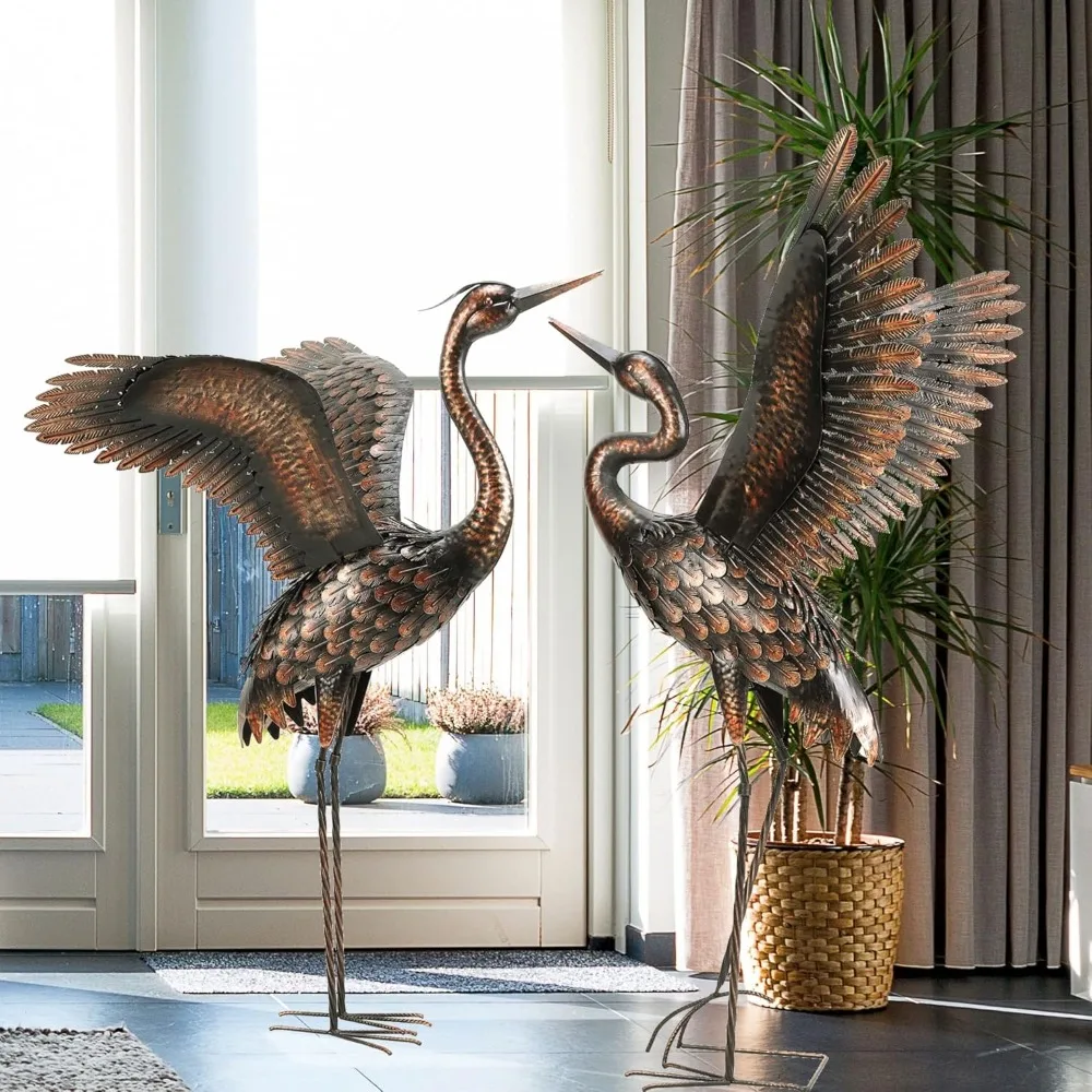 Blue Heron Metal Garden Statues- Set of 2- 46" - Image 3