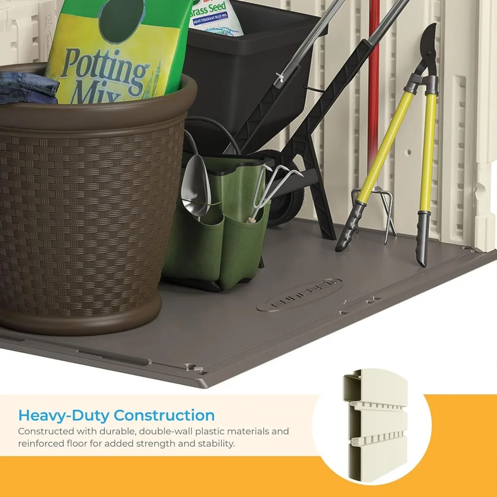 34 Cu Ft Capacity Horizontal Outdoor Storage Shed- Garbage Cans- Garden Accessories- Backyard, and Patio Use- Rodent Proof, Waterproof- Rot Proof - Image 4