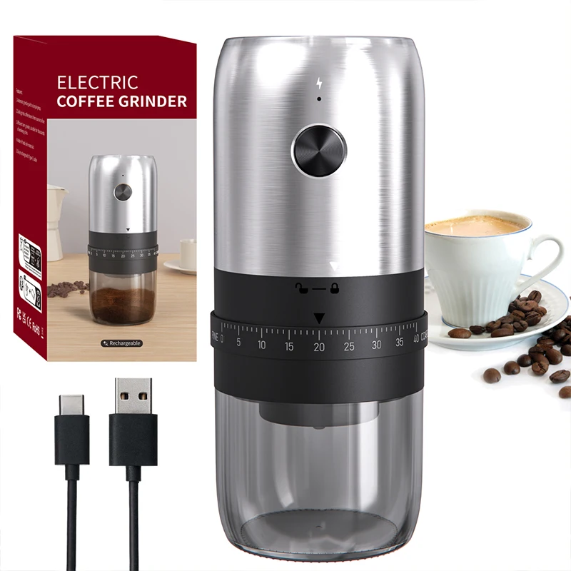 Electric Coffee Bean Grinder- USB Type-C Charging- Professional, Adjustable Grinder- Grinding for Kitchen and Office - Image 3