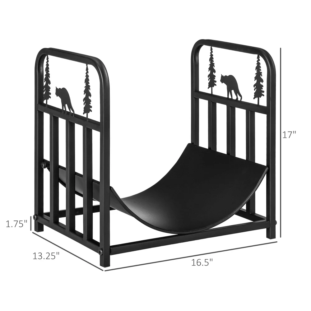 Firewood Rack with Fireplace Tools- Indoor/ Outdoor Firewood Holder- Curved Bottom - Image 5
