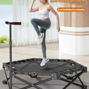 Small Exercise Trampoline- Indoor Trampoline for Cardio Training-
Small Exercise Trampoline- Quickly Opens and Closes for Easy Storage- Great for Cardio Training