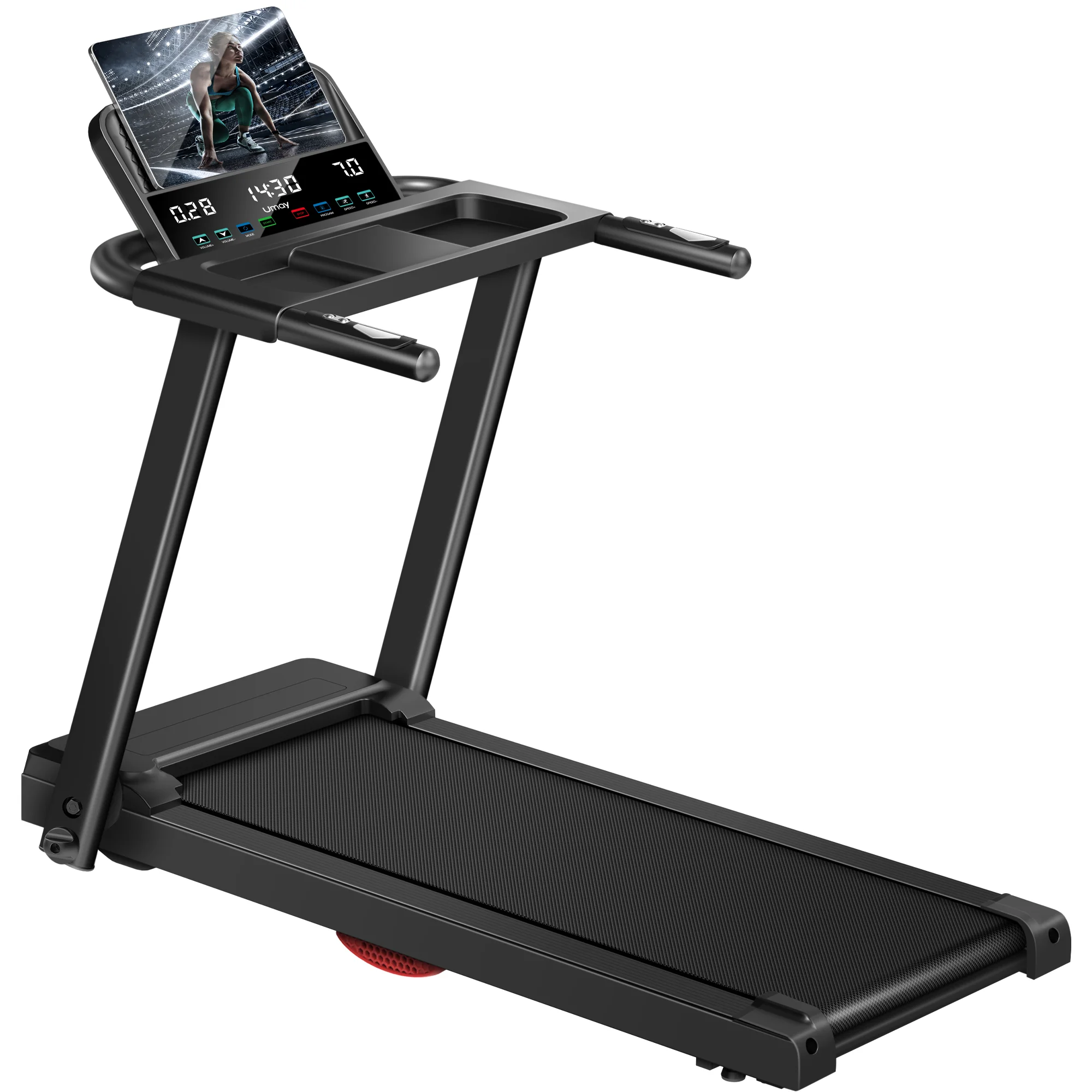 3.0 HP Brushless, Foldable Home Treadmill- 300 LB Capacity- HR Monitor and Dual Shock Absorption- Cup/Phone Holder- Quiet Design - Image 7