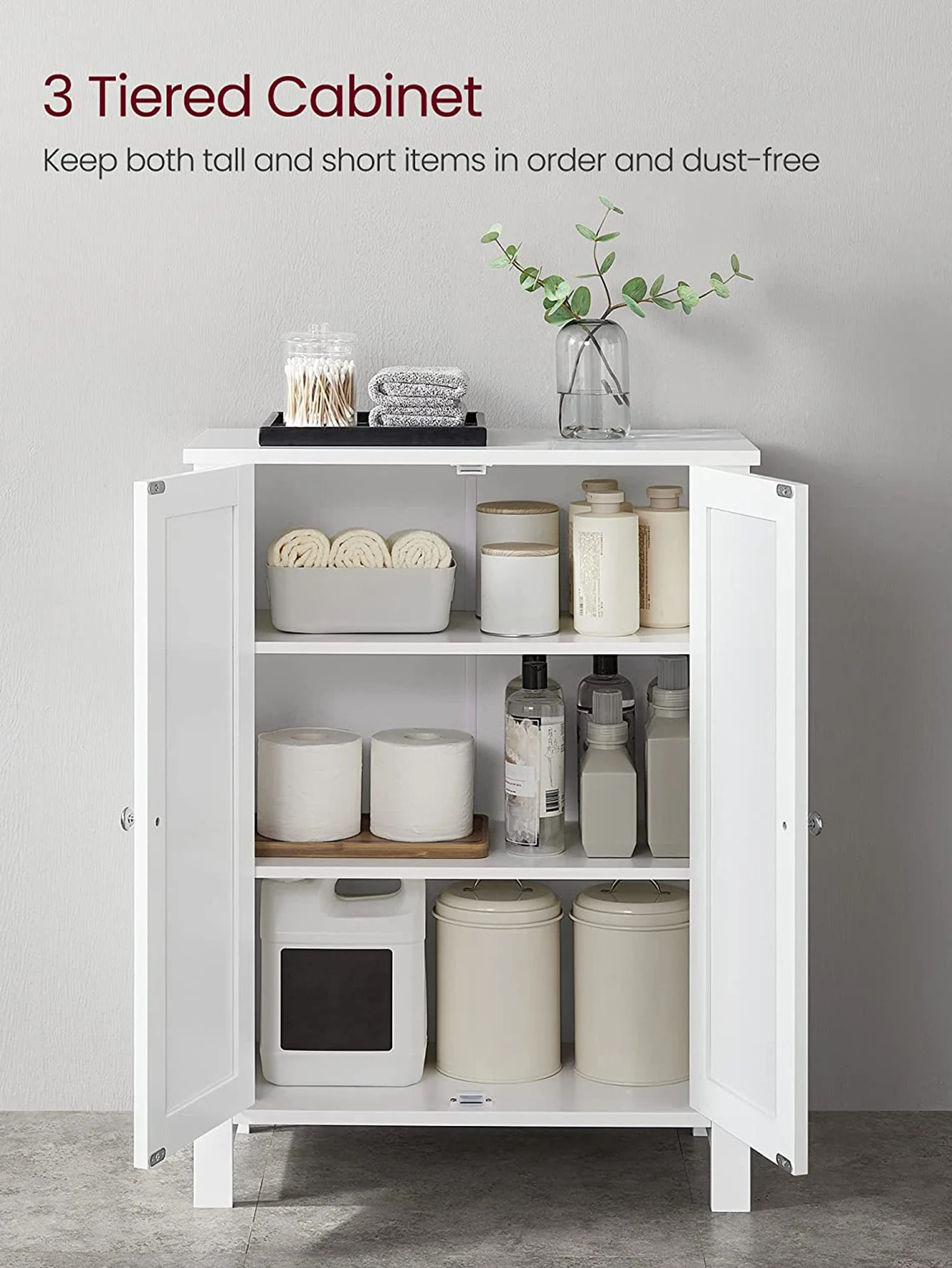 Storage Cabinet- Storage Unit With 2 Adjustable Shelves- Freestanding - Image 4