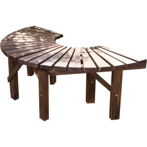 Wrap-Around Tree Bench- Curved Wooden Seat- Semicircular Design for Gardens, Patios, Backyards, and Lawns