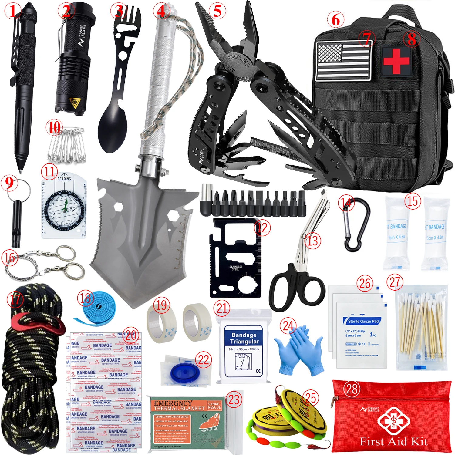 Full Set Survival First Aid Kit- Molle Outdoor Emergency Kit- Camping, Hiking, Home, Car, or Truck- Trauma Bag - Image 8