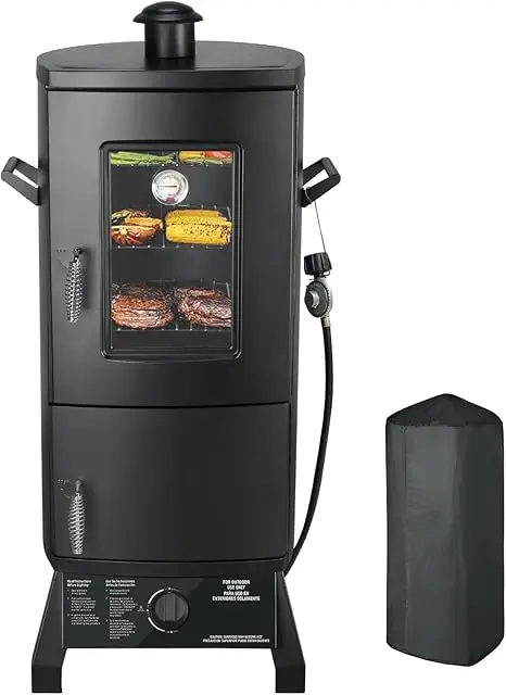 Propane Smoker with Cover- Vertical Smoker Grill- Temperature Control- Heavy-duty- Three Removable Smoking Shelves - Image 7