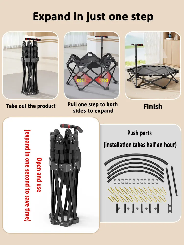 Small Exercise Trampoline- Indoor Trampoline for Cardio Training-
Small Exercise Trampoline- Quickly Opens and Closes for Easy Storage- Great for Cardio Training - Image 5