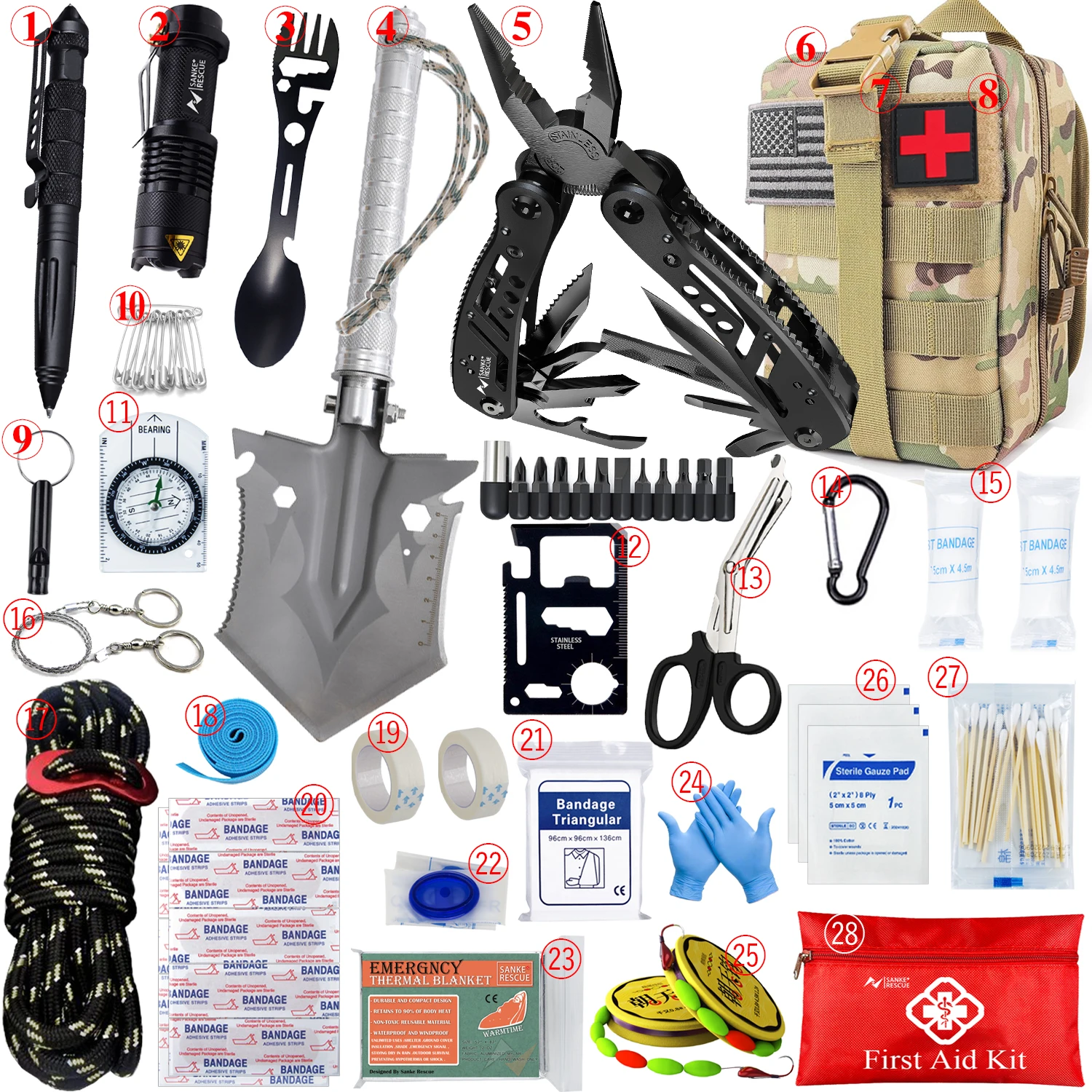 Full Set Survival First Aid Kit- Molle Outdoor Emergency Kit- Camping, Hiking, Home, Car, or Truck- Trauma Bag - Image 9